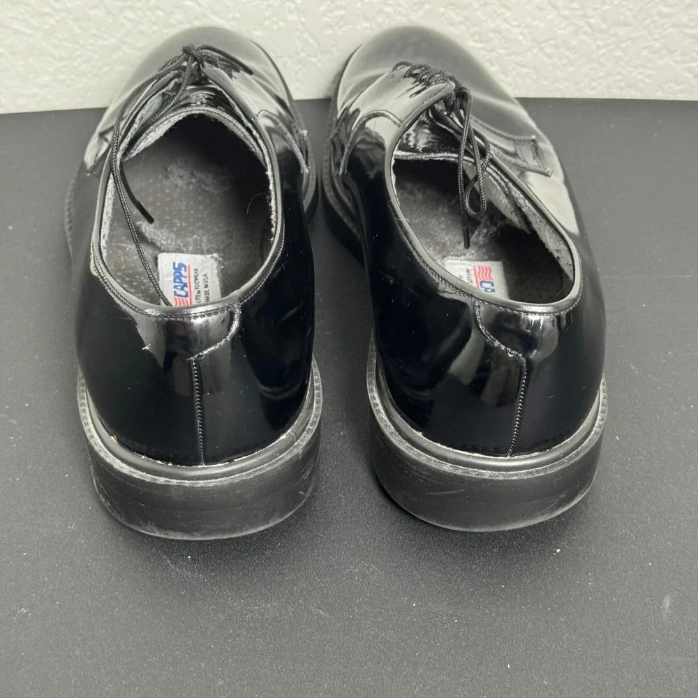 Capps Derby Shoes Mens Black Patent Leather Air-Lite Uniform Dress Shoes